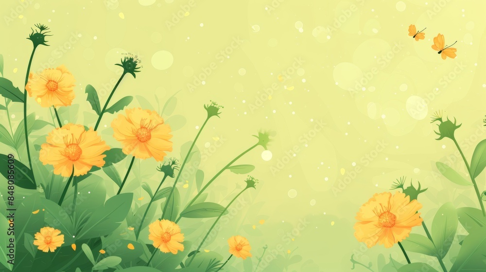 Seasonal allergy vector illustration clip art. Spring field with flowers and pollen. Seasonal allergy vector illustration clip art. Spring field with flowers and pollen.