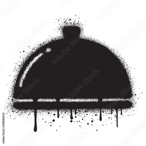 Food cover dome graffiti with black spray paint.