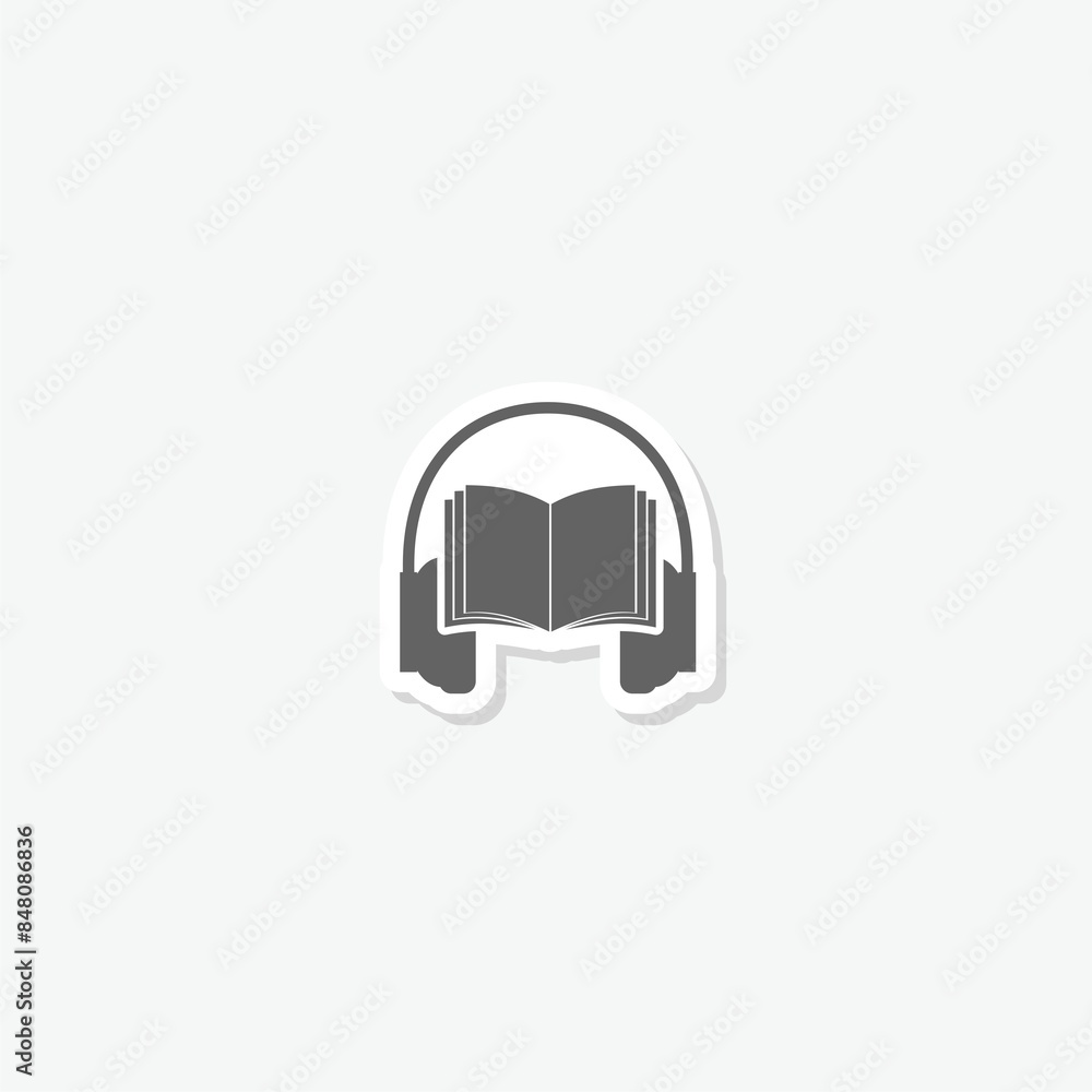 Audio book icon sticker isolated on gray background Audio book icon sticker isolated on gray background