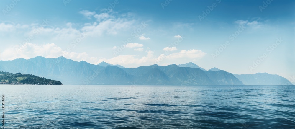 Beautiful landscape sea and mountain. Creative banner. Copyspace image