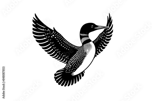loon black silhouette style vector illustration art isolated on transparent background - Generative AI