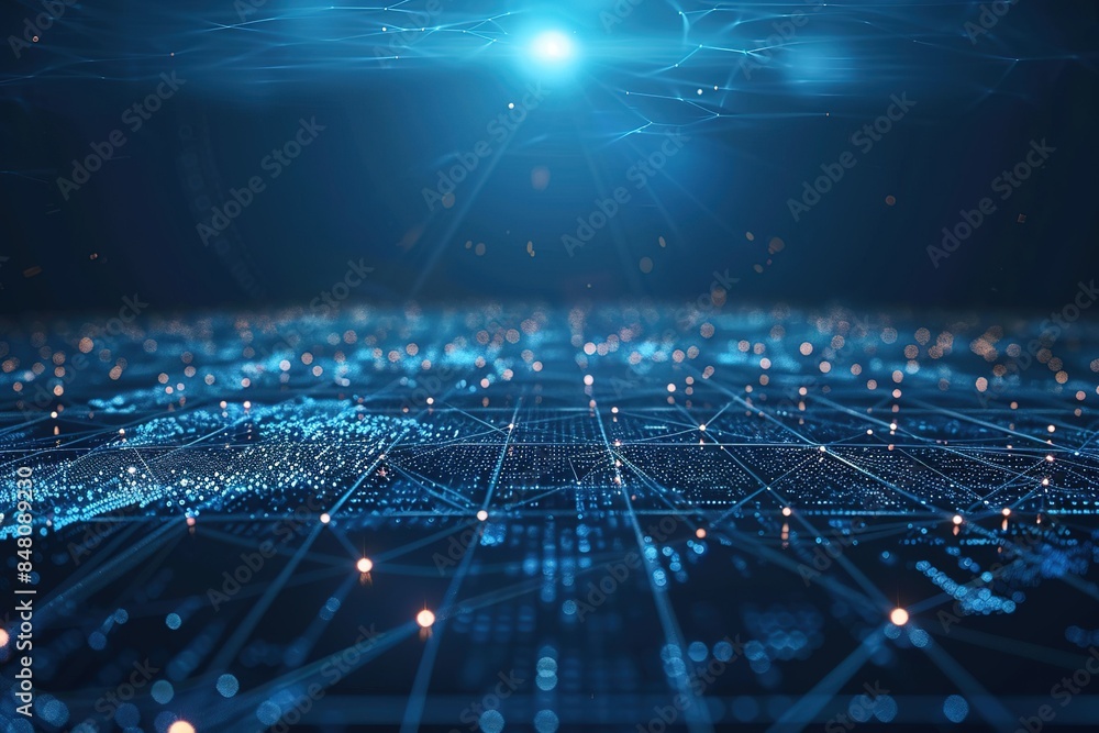 Fototapeta premium virtual world with connection network. Global data information and hi tech, mechanical technology exchange