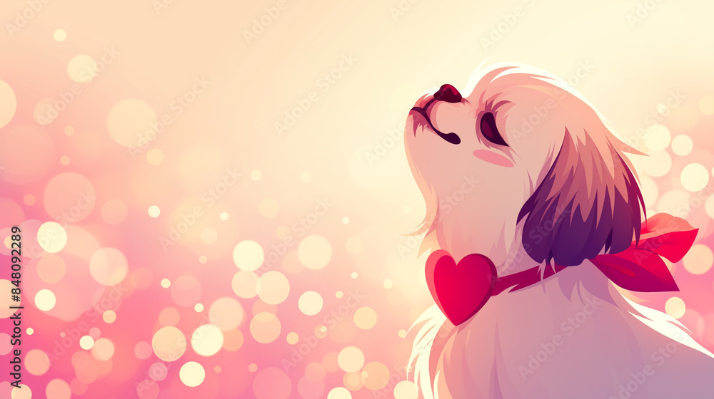 Vibrant Minimalist Digital Art Featuring a Joyful Shih Tzu in Red Vibrant Minimalist Digital Art Featuring a Joyful Shih Tzu in Red
