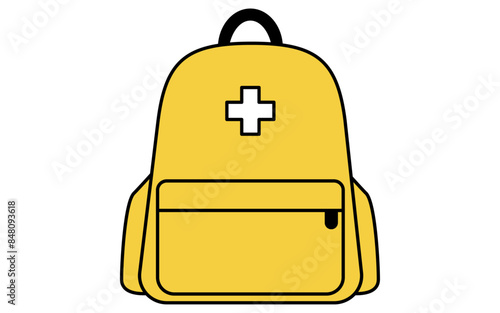 Simple line drawing icon of emergency kit, emergency rucksack