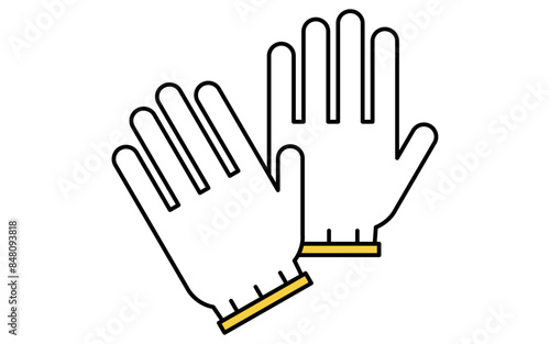 Simple line drawing icon of emergency kit, white work gloves