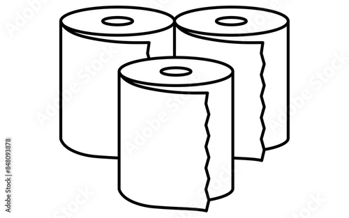 Simple line drawing icon of emergency kit, toilet paper