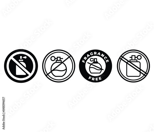 fragrance free icon symbol sign badge vector design black white color template sets
