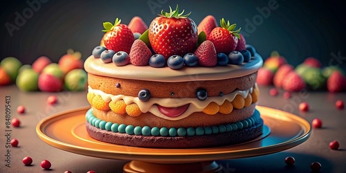 Wallpaper Mural a cake with blueberries and a face on it Torontodigital.ca