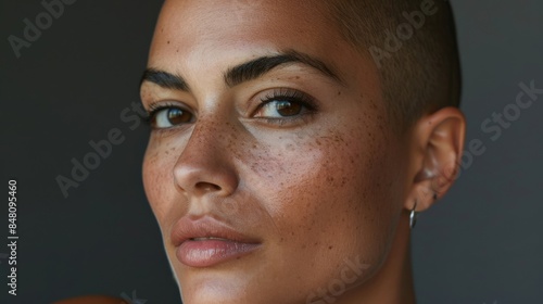 Close-up of a salt-and-pepper buzz cut, celebrating the stylish simplicity and acceptance of natural hair aging.