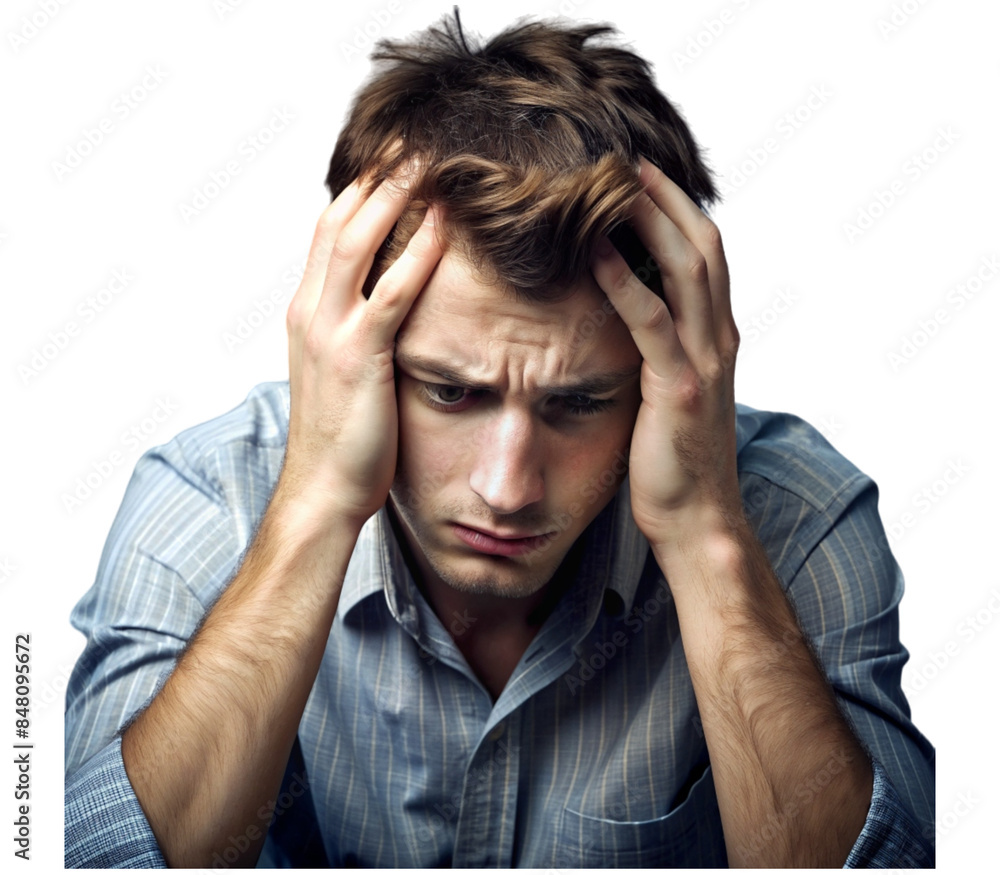 Young man feeling anxious and experiencing emotional stress