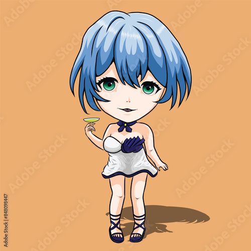 Cute and kawaii Chibi Girl anime character. Cartoon art illustration