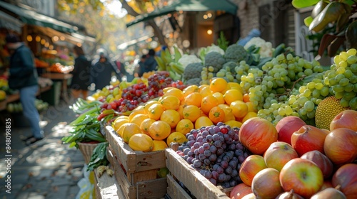 Fototapeta Naklejka Na Ścianę i Meble -  Assorted fruits and vegetables at farmers market