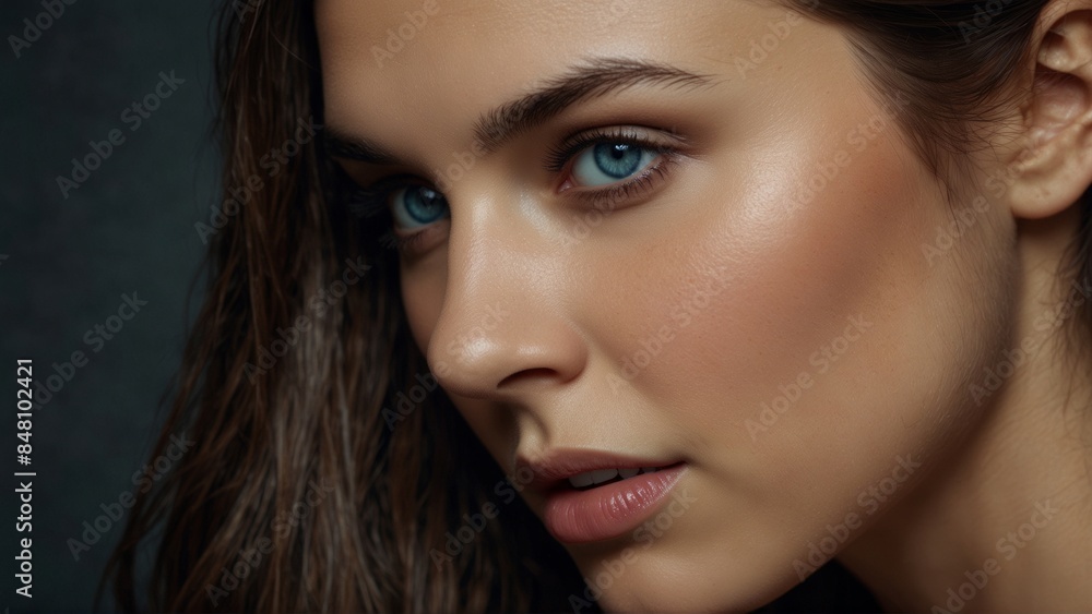 Close-up Portrait of Woman with Blue Eyes Close-up Portrait of Woman with Blue Eyes