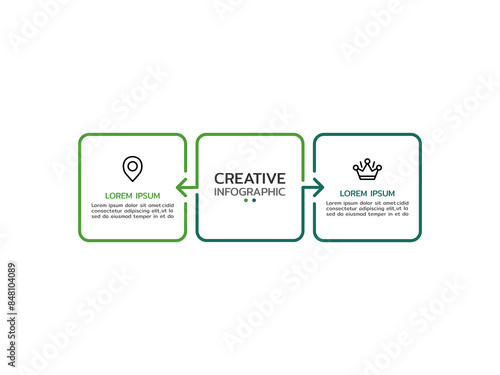 Vector infographic thin line design with marketing icons. Business concept with 2 options, steps, or processes.