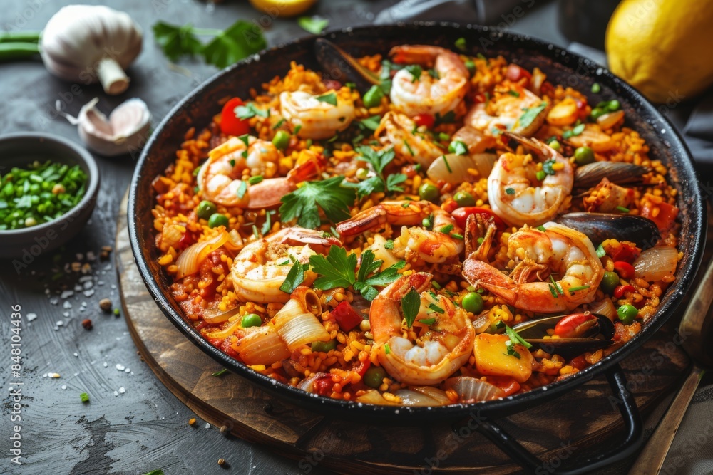 Paella with Shrimp and Vegetables Paella with Shrimp and Vegetables