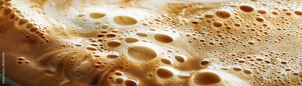 Frothy Coffee Crema: Close-Up of Textured and Frothy Coffee Crema in Coffee Artistry Frothy Coffee Crema: Close-Up of Textured and Frothy Coffee Crema in Coffee Artistry