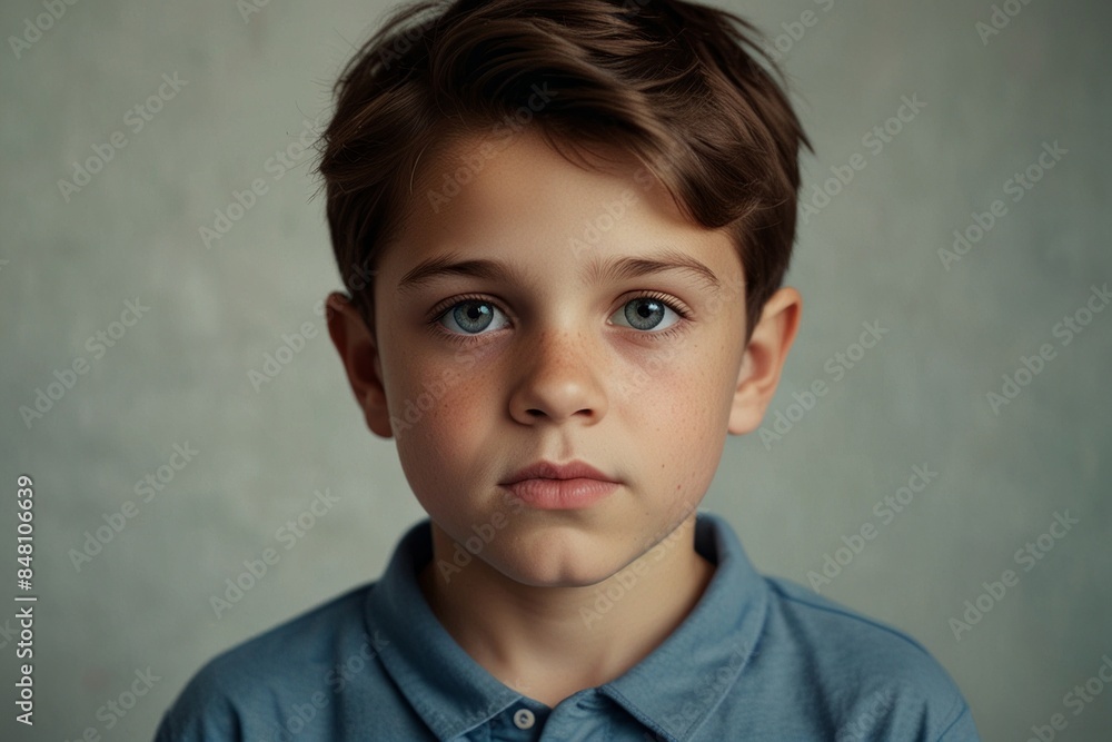 Portrait of a young boy with blue eyes and brown hair Portrait of a young boy with blue eyes and brown hair