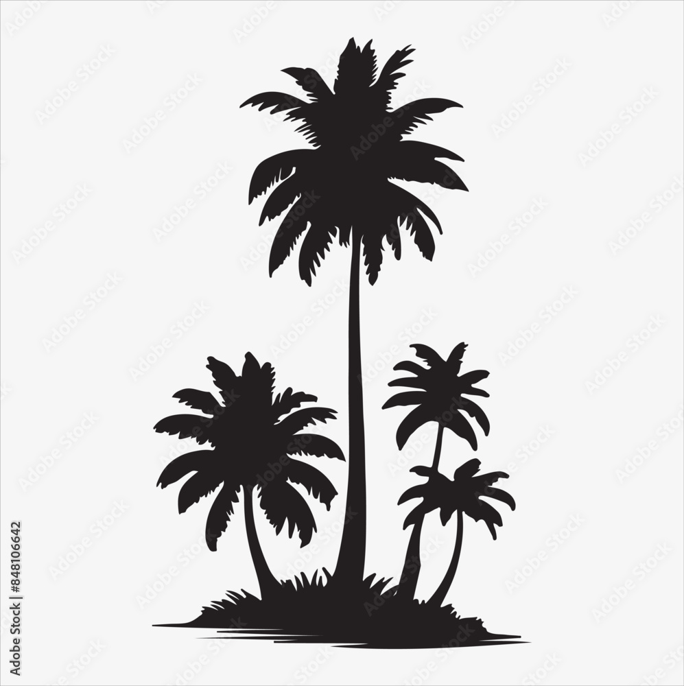 Fototapeta premium palm tree silhouette vector on a white background
