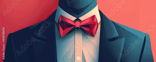 Suit with bowtie Vector flat minimalistic isolated illustration
