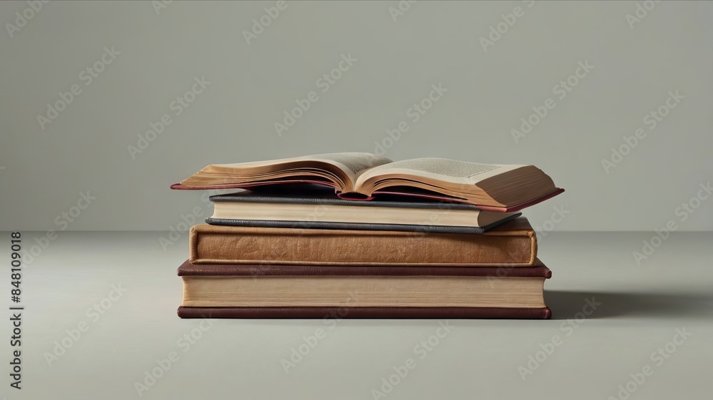 stack of book, a clean solid light background. stack of book, a clean solid light background.