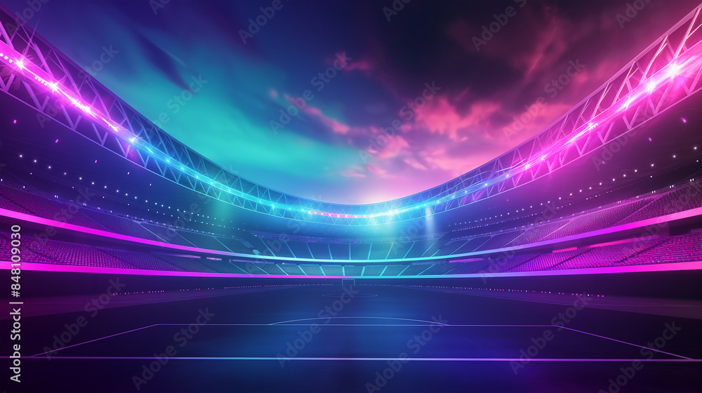 The Football stadium at night with colorful isolation, Illustration The Football stadium at night with colorful isolation, Illustration