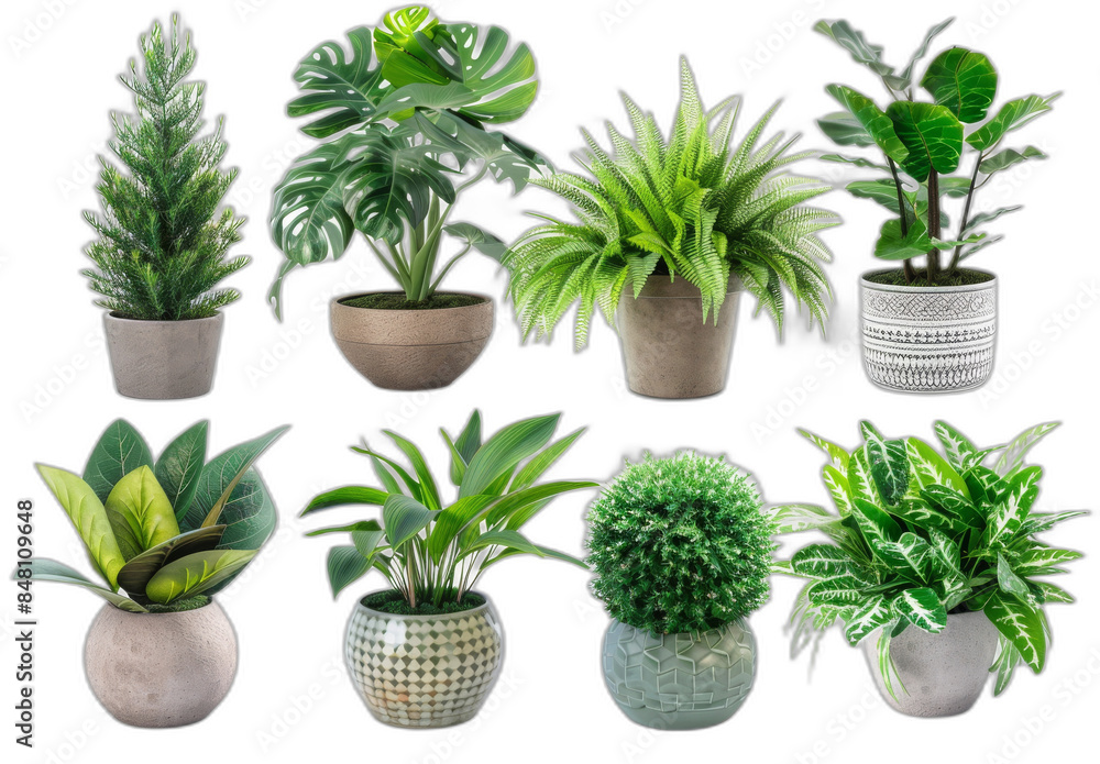 Plant with lush foliage in a pot, isolated on transparency background, PNG Plant with lush foliage in a pot, isolated on transparency background, PNG
