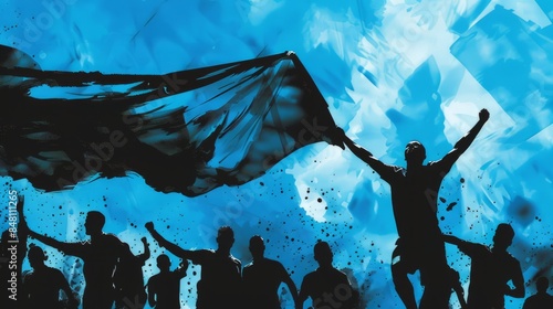 Wallpaper Mural An illustration of an excited supporter in a black silhouette on a light blue background. Torontodigital.ca