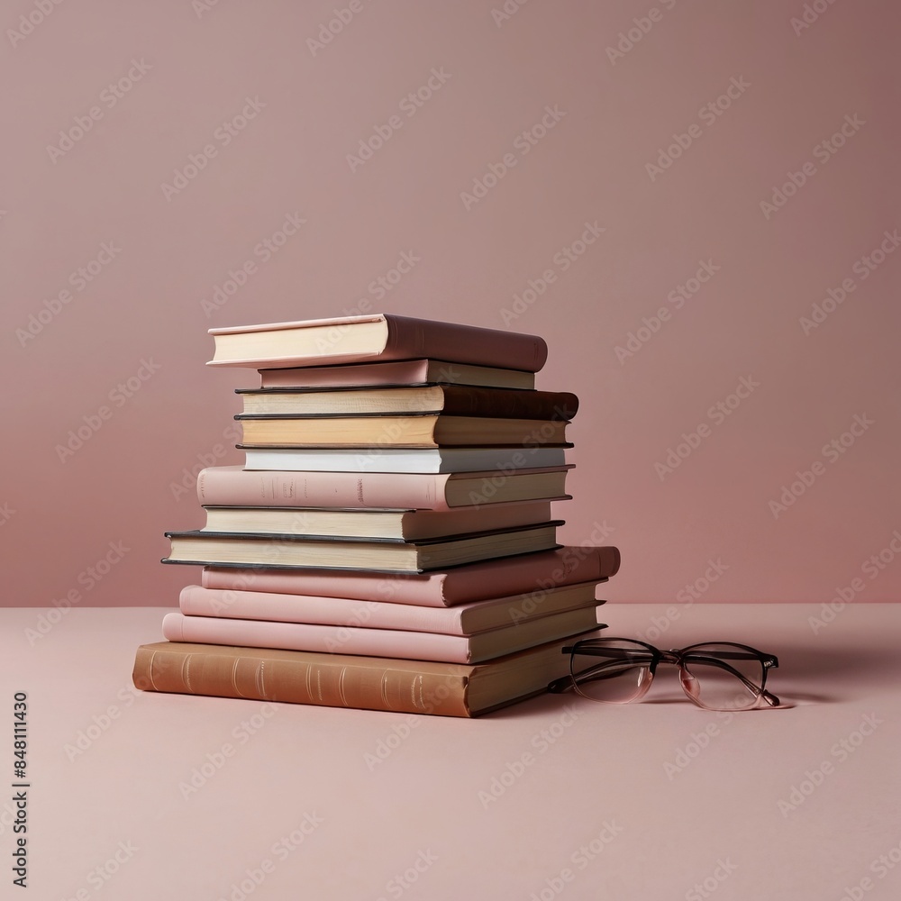 stack of book, a clean solid light background. stack of book, a clean solid light background.