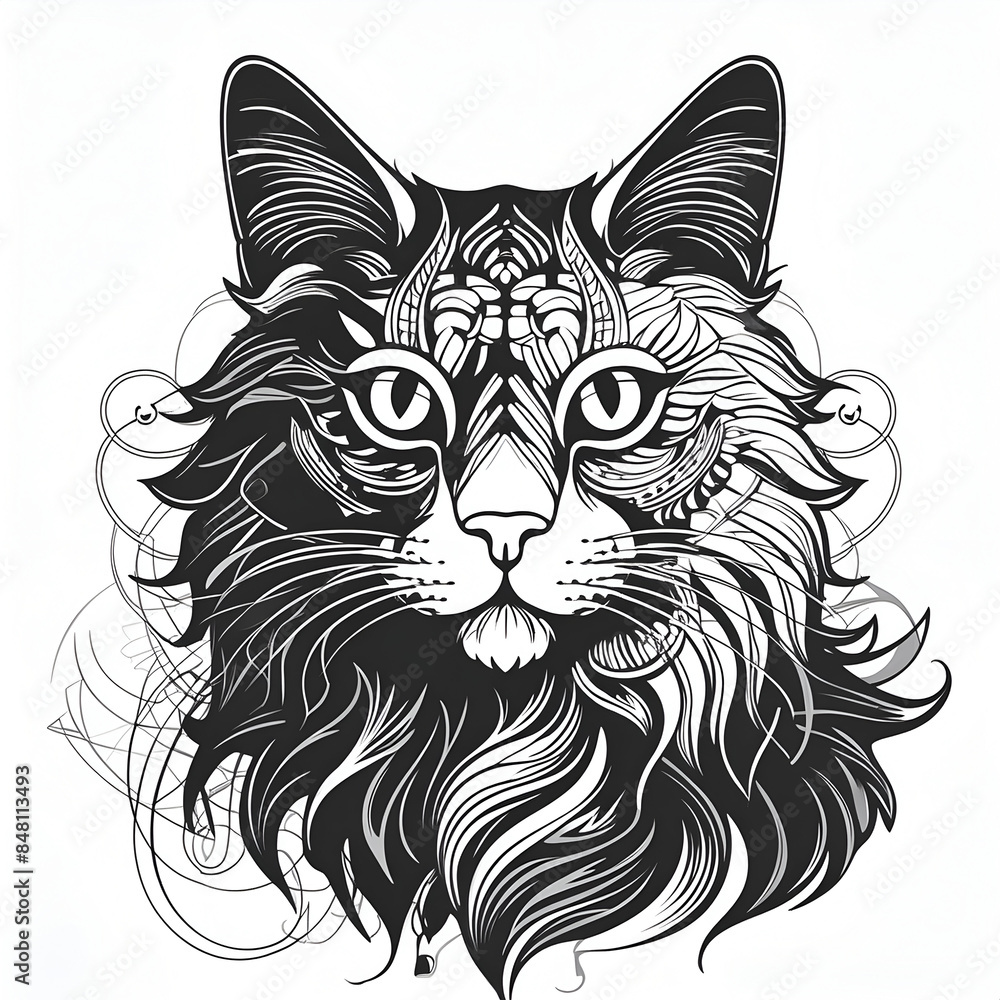 Obraz premium Cat Head Silhouette Vector Style