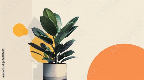 Poster featuring a Zamioculcas plant with a tactile design. photo