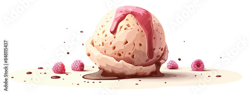 Ice cream scoop on a white background. Vector flat minimalistic isolated illustration.