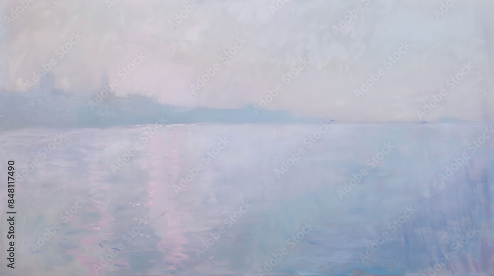 Naklejka premium An abstract painting using pastel blue, purple, white, colors.