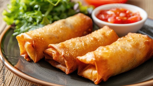 Spring roll deep fried with tomato at the dining place