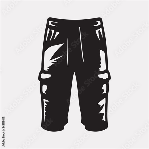 Modern and fashionable pants vector silhouette on a white background.