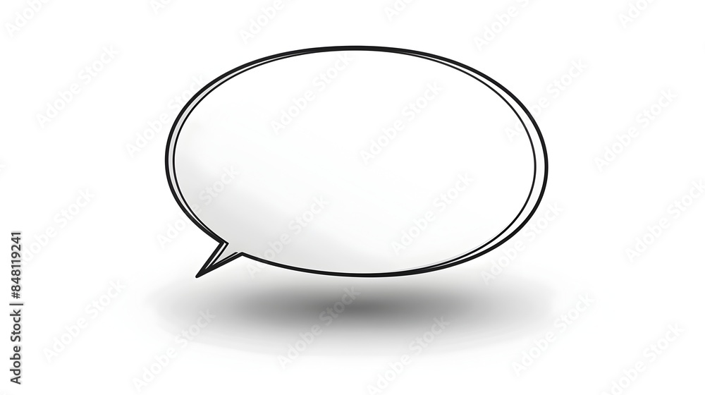 Simple Minimalist White Speech Bubble with Black Outline on Clean Background Simple Minimalist White Speech Bubble with Black Outline on Clean Background