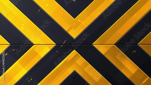 Yellow and black hazard stripes, a common warning sign pattern with a grungy texture, for construction zones or road hazards