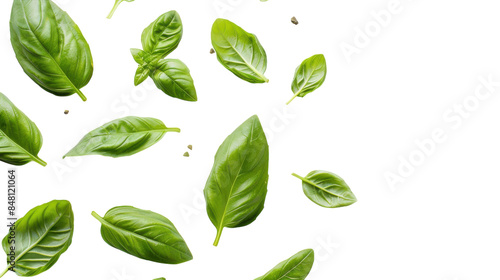 Fresh basil leaves on the Transparent Background, PNG Format