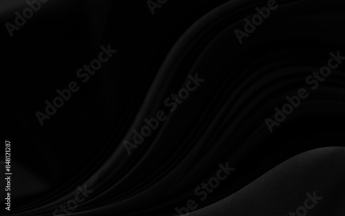 Black gray satin dark fabric texture luxurious shiny that is abstract silk cloth background with patterns soft waves blur beautiful.