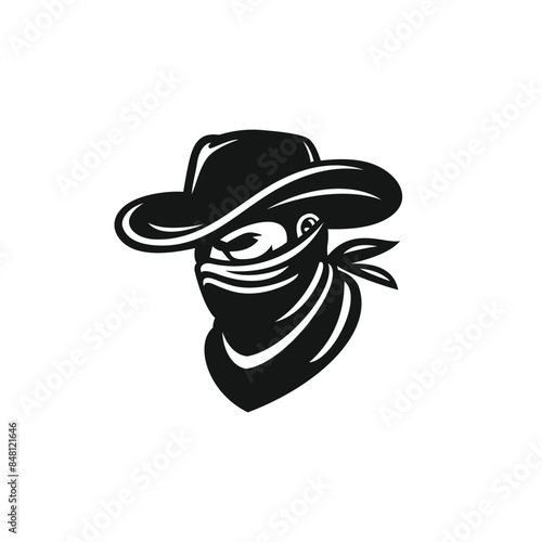 Cowboy bandit logo vector. EPS 10 editable vector