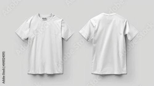 Front and back view White T-Shirt mockup. © aldi