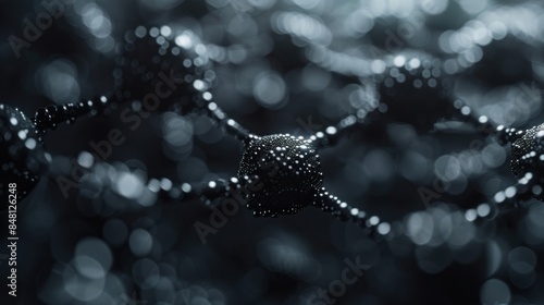 Explore the intricate world of carbon atoms with this highly detailed and realistic close-up showcasing its unique atomic structure. Created with Generative AI. photo