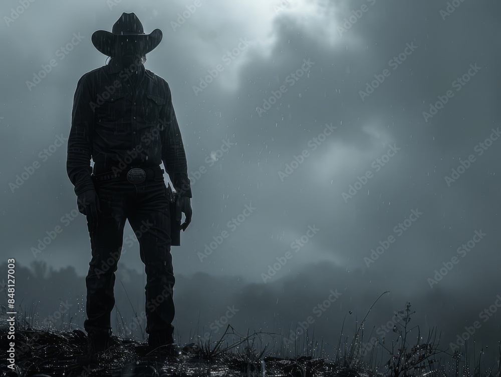 Silhouette of cowboy, generated with AI Silhouette of cowboy, generated with AI