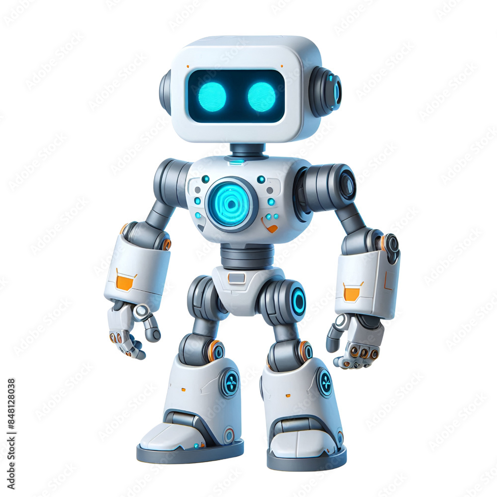 Futuristic White Robot Toy Isolated, Transparent, 3d Futuristic White Robot Toy Isolated, Transparent, 3d