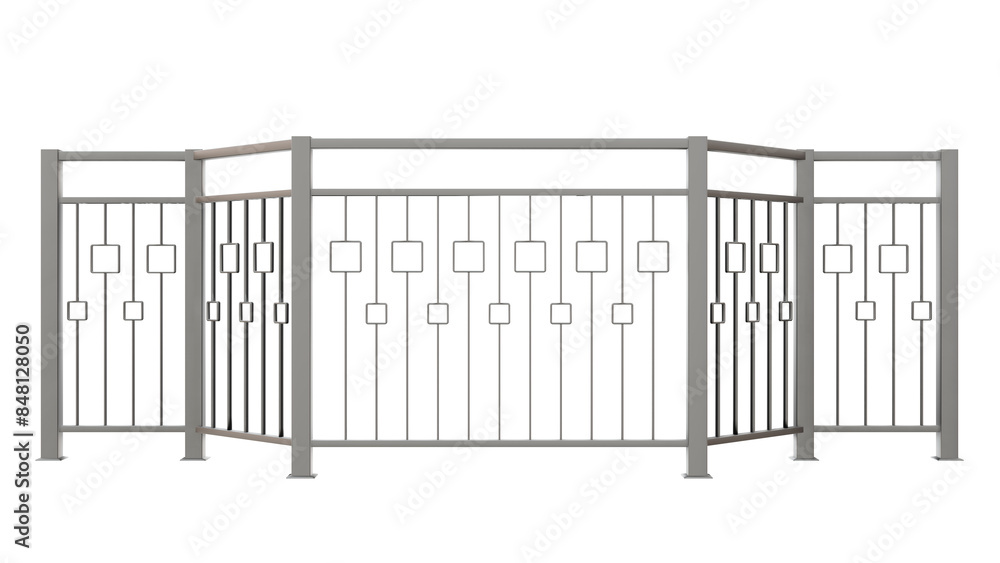 3D illustration features a minimalist stainless steel railing with a captivating square pattern, perfect for modern design projects (transparent background). 3D illustration features a minimalist stainless steel railing with a captivating square pattern, perfect for modern design projects (transparent background).