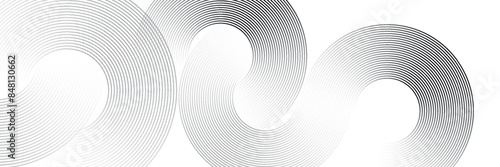 Abstract gold circle lines on dark background. Geometric stripe line art design. Vector illustration, eps10.