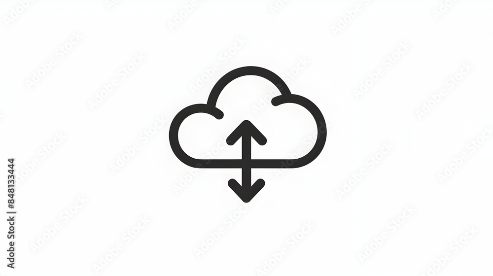 Minimal Upload Cloud Arrow Icon with Simple Thin Outline Design on White Background Minimal Upload Cloud Arrow Icon with Simple Thin Outline Design on White Background
