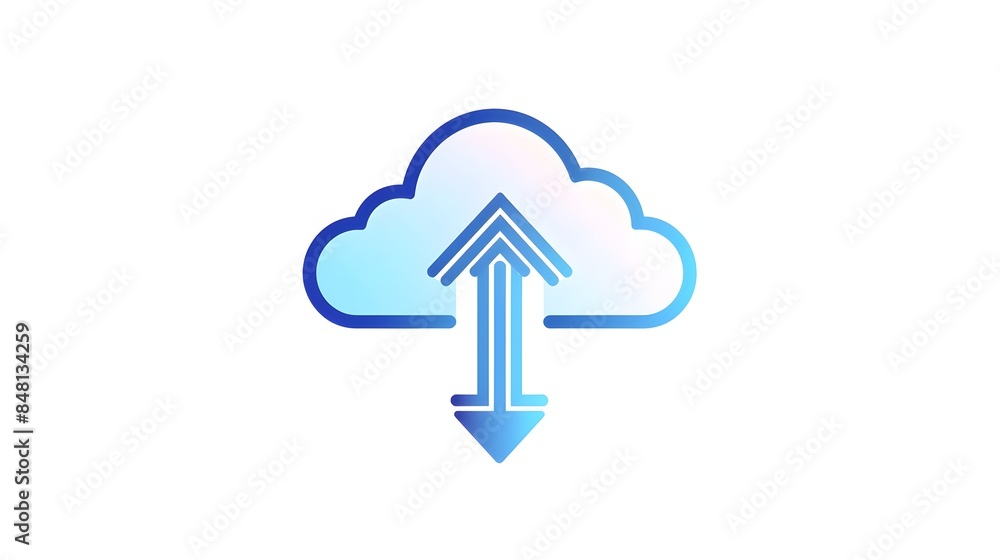 Stylized Upload Icon with Cloud and Arrow in Bold Blue Design Stylized Upload Icon with Cloud and Arrow in Bold Blue Design