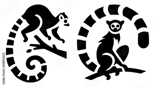 Lemur Silhouette, Perfect for Wildlife and Nature Themes - Flat Vector Illustration