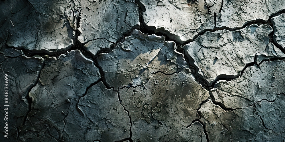 Cracked Concrete: Close-Up of Cracked and Textured Concrete Surface Cracked Concrete: Close-Up of Cracked and Textured Concrete Surface