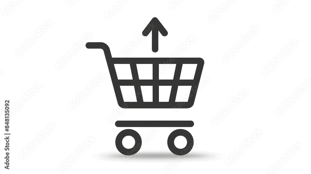 Minimalist Shopping Cart Icon with Upward Arrow Indicating Purchase Growth and Ecommerce Trend Minimalist Shopping Cart Icon with Upward Arrow Indicating Purchase Growth and Ecommerce Trend